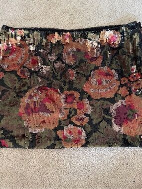 Haute Hippie Sequin Floral Mini Skirt - Black, Green, Pink, Brown